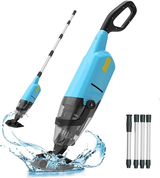 Aspirador de piscina manual, aspirador de piscina inalámbrico recargable para eliminación rápida de suciedad, limpiador submarino ligero para piscinas fuera del suelo y enterradas, spas y Hot Tub