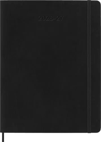 Moleskine Agenda Semanal 2026 2027 - Agenda de 18 meses con espacio para notas, tapa blanda y cierre elástico, color negro, formato XL 19 x 25 cm