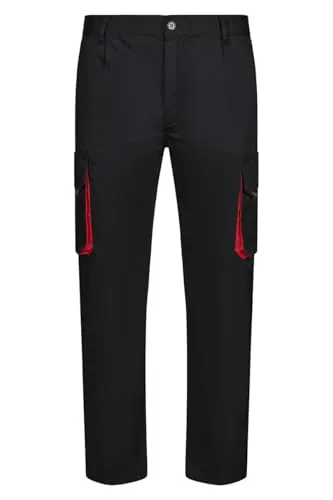 VELILLA 103004; Pantalón Bicolor Multibolsillos; Color Negro y Rojo; Talla 56