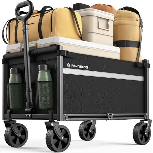 Carro Plegable, Carrito Plegable con Ruedas, Gran Capacidad de 150KG para Camping, Compras, Jardín, Deportes, Cochecito de Transporte Utilitario Portátil, Negro Claro