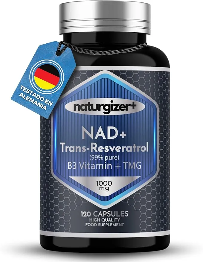 NAD+ (NAD) con Trans-Resveratrol, Niacinamida y Betaína (TMG) | Advanced Complex 4+1 de Alta Pureza con Tecnología Liposomal | 120 Cápsulas | Naturgizer+