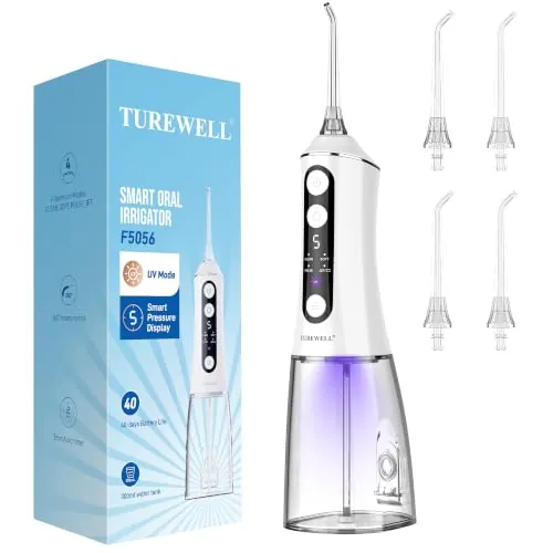 TUREWELL Irrigador Dental Bucal Portatil con Función UV para dientes