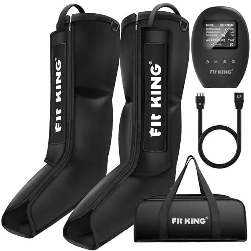FIT KING Masajeador de Piernas, Presoterapia para Casa Botas de Compresión, Rápida Recuperación Después del Ejercicio Ayuda con la Hinchazón y Alivia el Dolor