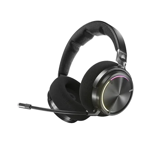 Corsair Virtuoso MAX Wireless Auriculares para Juegos con Bluetooth – Dolby Atmos, SoundID, Cancelación Activa del Ruido, Micrófono de Calidad Broadcast, para PC, Mac, PS5, PS4 – Carbono