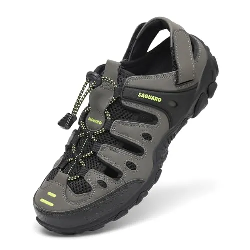 SAGUARO Sandalias de Senderismo Hombre, Sandalias Cerradas, Verde 40