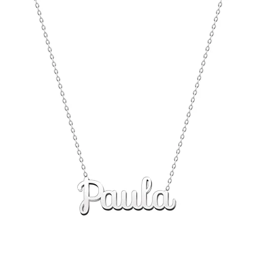 cotigo Collar Nombre Acero-Incluye Tarjeta con Significado Hermoso-Colgante Nombre Plateado o Dorado-Regalos Personalizados para Mujer-Cumpleaño-Navidad-Día de madre-San valentín (Paula-p)