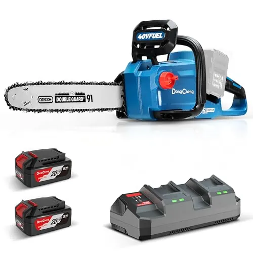 DongCheng Motosierra bateria 40V, Brushless 1600W, 38cm de corte, 2×4Ah