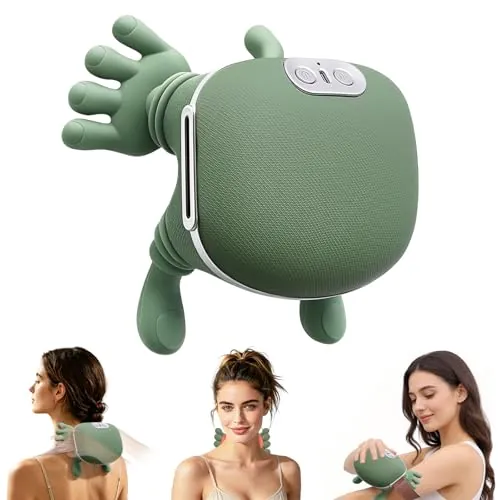 4D Masajeador Cervical y Espalda, Masajeador de Hombros para Cuello y Hombros con Función de Calor, 3 Velocidades, 2 Niveles de Calor (30°C/40°C), Masajeador para Casa/Oficina/Viajes/Regalos, Verde