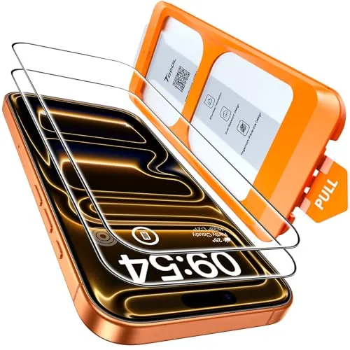 TOCOL Protector Pantalla para iPhone 17 Pro Max, Alineación Automática para Una Instalación Rápida, Cristal Templado de Dureza 9H Inastillable, HD Transparente, 2 Piezas