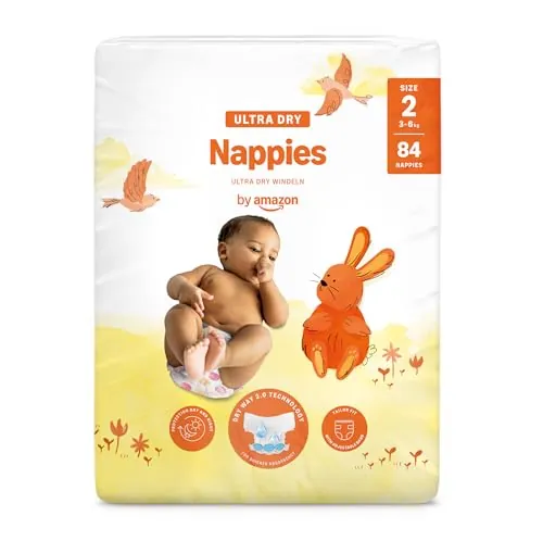 By Amazon Pañales Ultrasecos, Talla 2 (de 3 a 6kg), 84 Unidades (1 Paquete de 84)