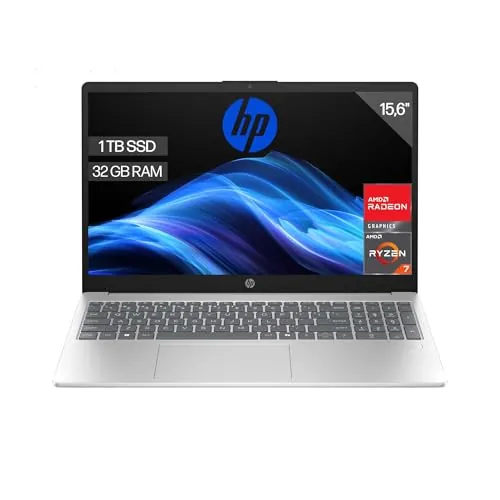 HP 15-fc0240ns - Ordenador portátil de 15.6" FHD (AMD Ryzen 7-7730U, 32 GB RAM, 1TB SSD, AMD Radeon Graphics, Sin Sistema operativo) Plata - Teclado QWERTY Español