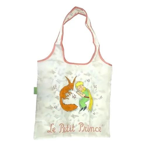 CYPBRANDS El Principito- Bolsa plegable, Bolsa de la compra, Bolsos, Color beige, Little Prince Fox Collection, Producto Oficial