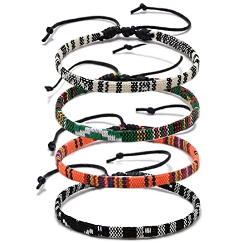4 PCS Pulsera Boho Surfer tobillero para Mujer y Hombre, Tobillera Surfista Impermeable, Colores Ajustables, Accesorios de Fiesta 100% Hechos a Mano