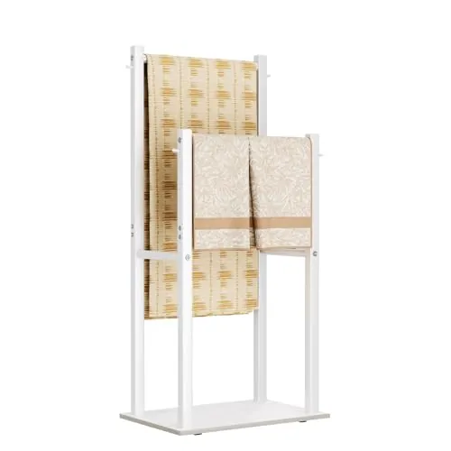 Yawinhe Portatoallas de Pie Autónomo,2 Barras,Toalleros de Baño,Blanco | Estante Independiente con Base de Mármol;Toallero de Baño de Pie Barra Toallas Baño,Toallero de Piscina para Exteriores
