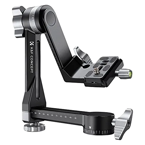 K&F CONCEPT Cabezal de Trípode Cardán, Panorámico de 360° de Aleación de Alta Resistencia con Placa de Liberación Rápida Arca-Swiss de 1/4 de Pulgada para Cámaras, Capacidad de Carga 20 KG