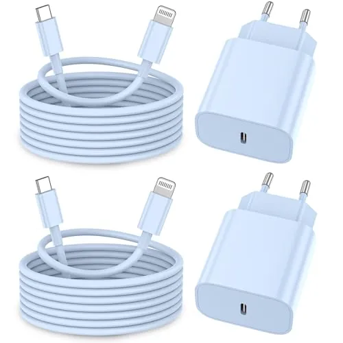 Cargador Carga Rapida,20W Cargador,MFi Certificado USB C Enchufe con 2M Lightning Cable Cabezal Pared Charger Corrient for Apple 14/14 Pro/14 Pro Max/14 Plus 13 12 11 XS XS MAX(Azul)