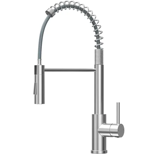 CECIPA Grifo Cocina Extraible, Grifo De Cocina Extensible Con Dos Modos De Salida De Agua, Grifo Monomando Cocina Mezclador De Arco Alto, Grifo Mezclador Giratorio De 360° Acero Inoxidable Cepillado