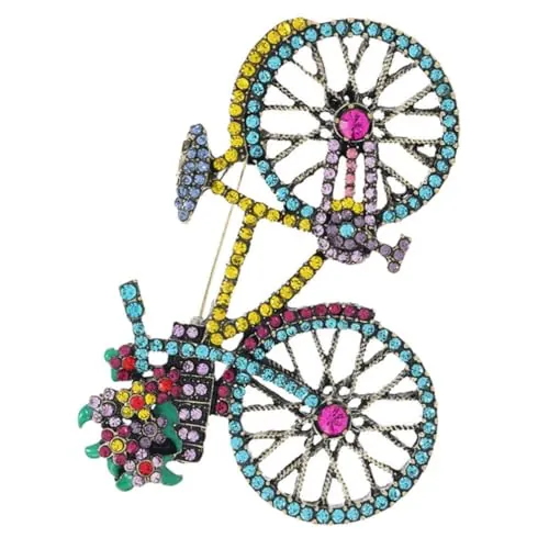 AUTSUPPL De Bicicleta Para Mujer Pin De Solapa Con Pedrería Decorativo Ideal Para Ropa Bolsos Y Regalos En Ocasiones Especiales 2.87X2.04In