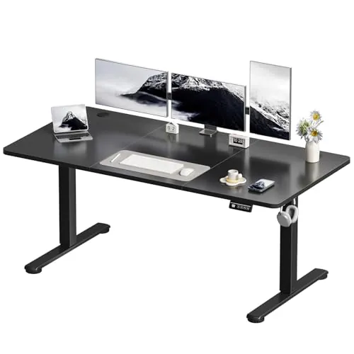 Devoko 160x70 cm Escritorio Regulable en Altura, Escritorio Elevable Eléctrico Telescópico Bidireccional, Escritorio de Oficinay Hogar, para Estudio en Casa con Tablero Ensamblado, Negro
