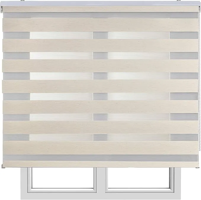 Estores Enrollables Noche y Día Elegantes con Tejido de Doble Caída para Puertas y Ventanas, Estor Noche y Dia de Fácil Instalación con Filtrado de Luz Ajustable STORESBASIC Lino 140x250