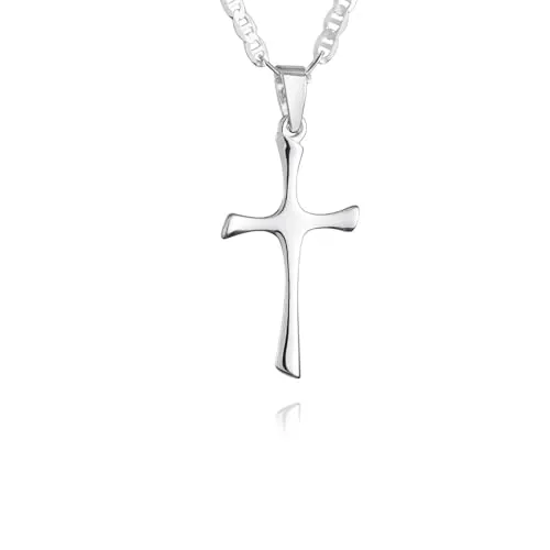 fish Collar De Plata Con Colgante De Cruz En Plata De Ley 925 Para Niños Y Niñas