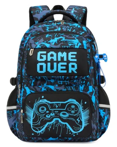 Amythe Mochila Escolar Niños 8 a 12 Años Luminosa Reflectante Ligero, Azul