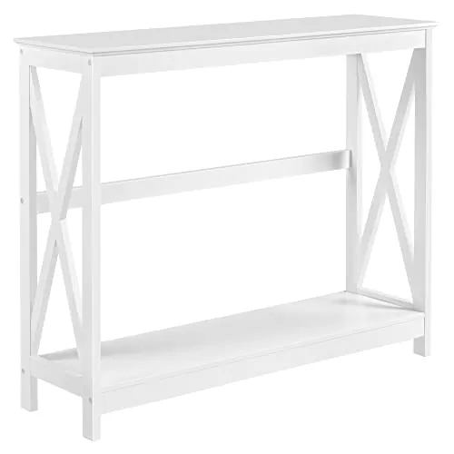 Yaheetech Mesa Consola Muebles Recibidor de Entrada 101,5x30x81cm Blanca | Mesa Recibidor Auxiliar de Forma X para Salón, Pasillo