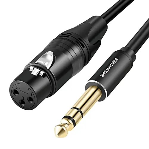 SHULIANCABLE 6,35mm a XLR Cable, Cable XLR hembra a 6,35 mm (1/4 pulgadas) macho TRS para Micrófono, Altavoz, Amplificador, Guitarra, Escenario (Female, 3M)