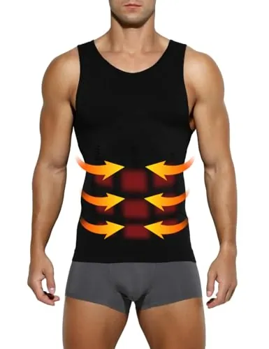 Casey Kevin Faja Chaleco Hombre, Camiseta Reductora Compresión, Camisa de Compresión Slim para Hombres, Alta Elasticidad Body Shaper Chaleco(Tamaño: S-XXL)