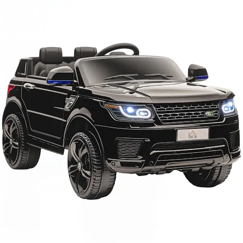 HOMCOM Coche Eléctrico SUV para Niños de 3-6 Años Coche de Batería 12V con 2 Motores Mando a Distancia Faros Bocina Música USB y Apertura de Puerta 3-5 km/h 110x68x52 cm Negro
