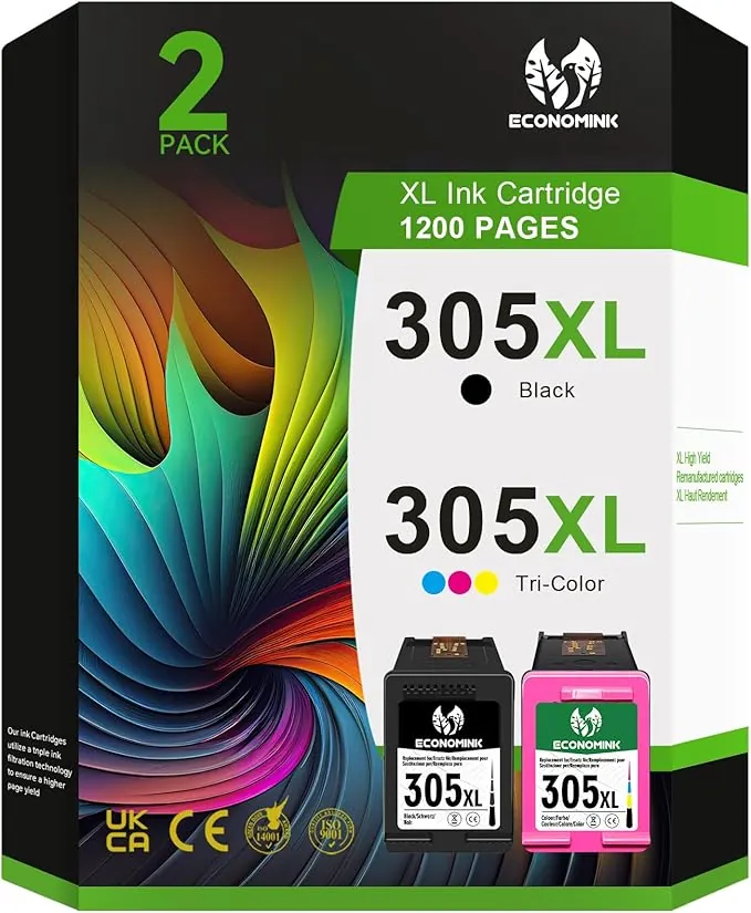 Cartuchos de Tinta 305XL Negro y Color Compatible con HP DeskJet 2700e 2720e 2820e, Envy 6000 6020e, DeskJet Plus 4100 – Alta Capacidad, Reemplazo HP 305 XL (Pack de 2)