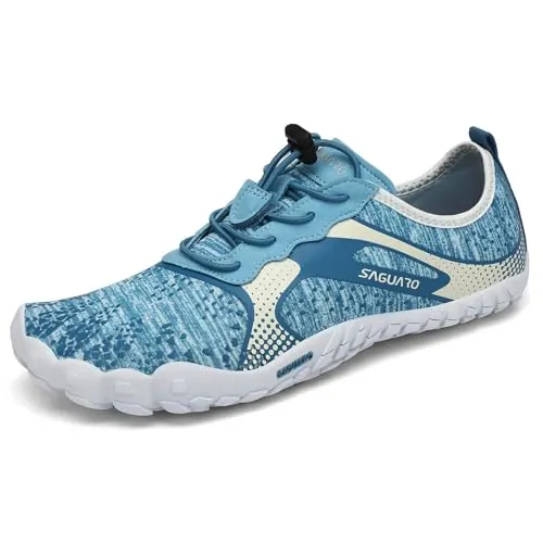SAGUARO Zapatillas Barefoot Hombre Zapatos Minimalistas Mujer Zapatillas de Trail Running Ligera Calzado Barefoot para Wide Tox Box Picton Azul,Gr.45
