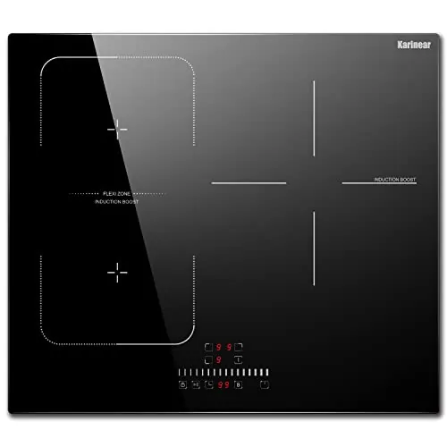 Placa Induccion 3 Fuegos con Zona Flexible, Inducción Integrada 60CM, 6800W