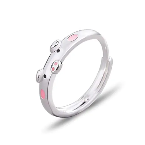 Inateannal Anillo De Plata Piggy Lindo Animal Abierto Ajustable Anillo De Dedo Minimalista Regalos De Joyería Para Las Mujeres Las Niñas Y Los Niños