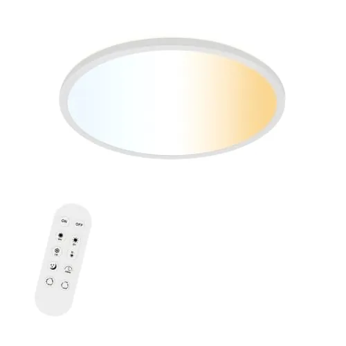 ONDTA Plafón LED Techo 22W 2800LM 2700K-6500K Regulable Ø42CM, Blanco