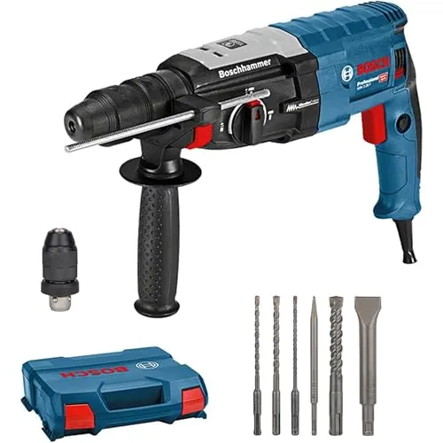 Bosch Professional martillo perforador GBH 2-28 F (potencia 880 W, Ø máx. de perforación en hormigón: 28 mm, incl. set de 6 cinceles, SDS plus, L-Case) - Set exclusivo de Amazon
