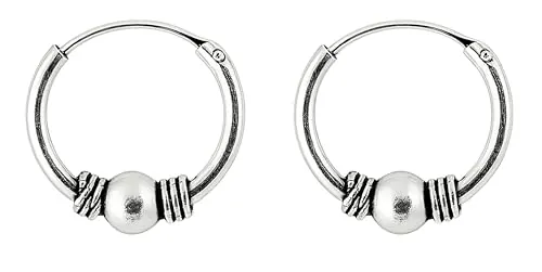 ENTREPLATA Aros Bali de Plata 925 – Par de Pendientes Criollas Hechos a Mano de 12 mm – Diseño Étnico Unisex – Joyería Artesanal con Estilo Boho – Modelo 9
