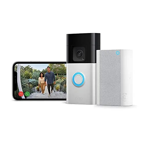 Ring videotimbre Plus con batería (Battery Video Doorbell Plus) + Chime Pro | Videotimbre inalámbrico con cámara, resolución 1536p HD, batería recargable | Fácil de instalar por cuenta propia (5 min.)