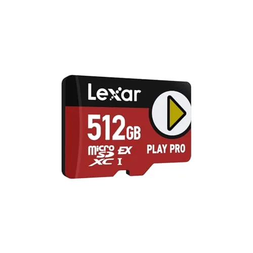 Lexar Play Pro Tarjeta Micro SD Express 512GB, hasta 900MB/s Lectura, 600MB/s Escritura, optimizado para Gaming, Alta Velocidad para Consolas portátiles, Switch, Dispositivos de Juego portátiles