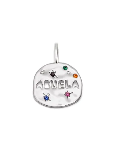 SINGULARU - Charm Abuela Latón con Baño en Rodio y Circonita. Joyas Para Mujer.