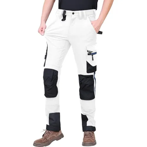 WORK IDEA Pantalón de Trabajo elástico Slim-fit para Hombre: Áreas críticas reforzadas con Cordura – Elegancia Resistente para diversas Necesidades laborales