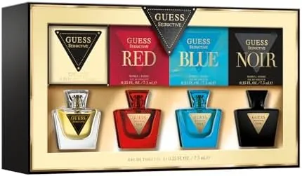 GUESS Set de Perfumes para Mujer – 4 Mini Eau de Toilette (7,5 ml cada uno): Seductive, Red, Blue, Noir