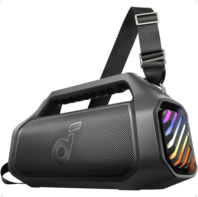 Soundcore Boom 2 Plus Altavoz Bluetooth Potente, 140 W con 2+2 Canales Estéreo, BassUp 2.0, Carga Rápida de 30 W, 20 h de Autonomía, IPX7, Flotante, Luces RGB, USB-C, EQ Personalizado, Bluetooth 6.0