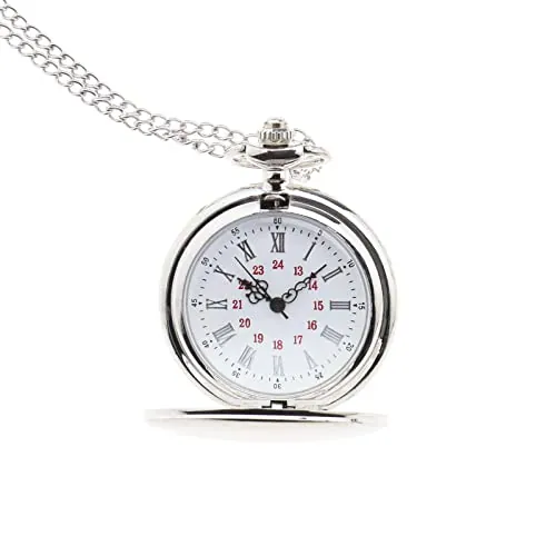 ECSiNG Reloj de Bolsillo de Cuarzo Vintage Pulido Liso Clásico Con Números Romanos y Cadena Fina Para Hombres y Mujeres - Cumpleaños, Aniversario, Día Plata