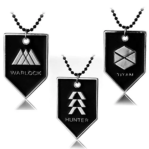 Collar Destiny de 3 piezas Hunter Warlock Titanio Colgante Emblema Collar Fantasma Iron Banner 2