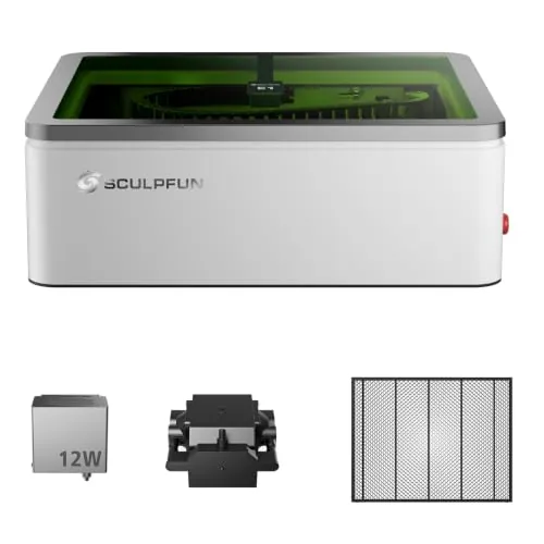 SCULPFUN E1 Máquina de Grabado Láser 12 W Cerrada Clase 1 con Cámara