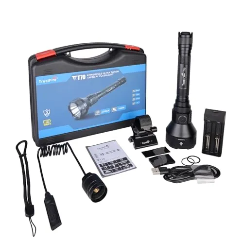 TrustFire T70 Linterna Caza Antorcha LED Linterna Interruptor dual, Luz de Rifle para Caza Búsqueda y Rescate Emergencia al Aire Libre 1000 Metros de Larga Distancia