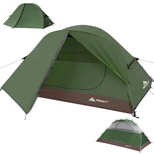 Forceatt Tienda de Campaña, Tienda Campaña 2 Personas, Carpa Ultraligera 3-4 Temporadas, Resistente al Agua y al Viento Fácil de Instalar, Adecuada para Viajes, Camping, Senderismo