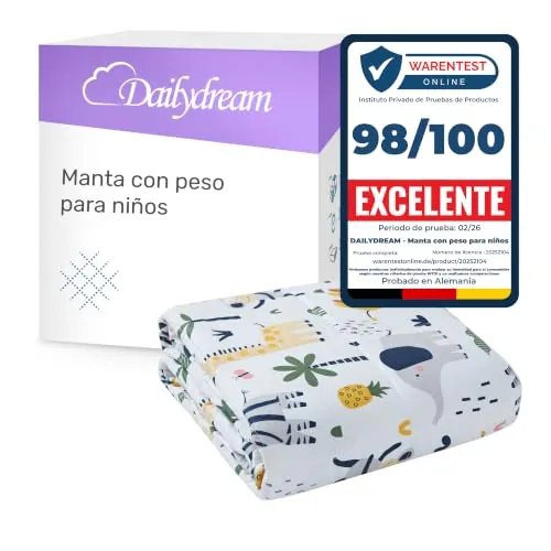 Dailydream Manta con Peso para niños, 100% algodón, 2,3 kg, 90 x 120 cm, diseño de Safari