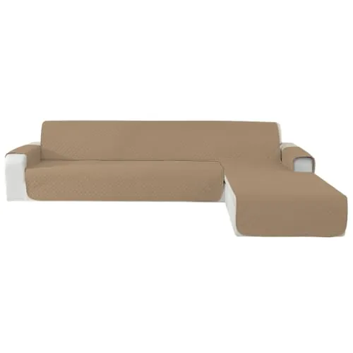 YSTELLAA Funda Sofa Chaise Long 3 Plazas, Café Claro